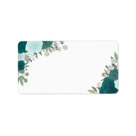 Teal Watercolor Ro Blank DIY Bröllop Adress Adressetikett