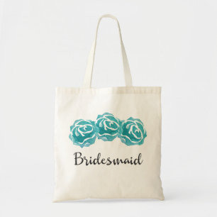 Teal Watercolor Ro Bridesmaid Tygkasse