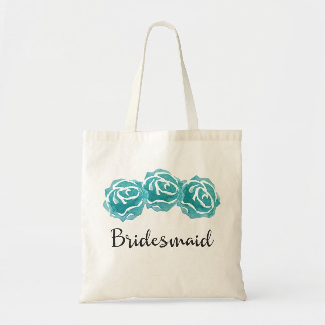Teal Watercolor Ro Bridesmaid Tygkasse (Framsidan)