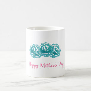 Teal Watercolor Ro Lycklig Mors dag Kaffemugg