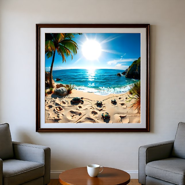 Teal Watercolor Sea Turtle Coastal Zen Poster (Skapare uppladdad)