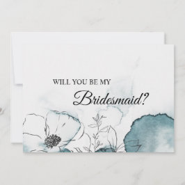 Teal Watercolor Sketch Bridesmaid Frieri kort