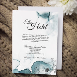 Teal Watercolor Sketch Bröllop-inkvartering Tilläggskort