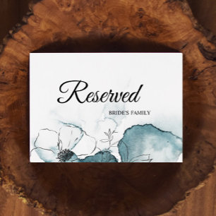 Teal Watercolor Sketch Bröllop Reserved Sign