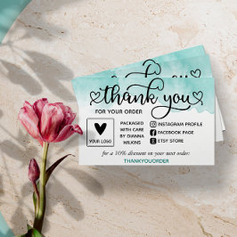 Teal Watercolor Tack for Order Social Media Visitkort