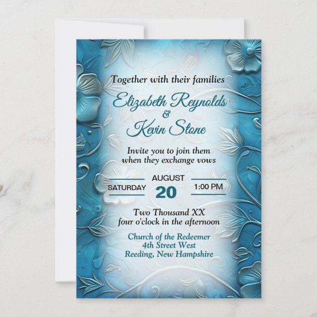 Teal Wedding Inbjudningar (Framsida)