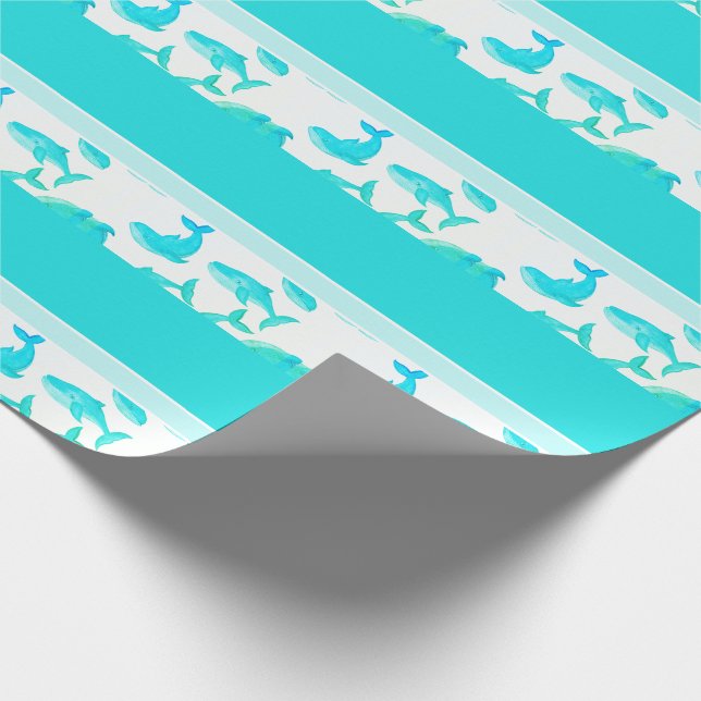 Teal Whale Ocean Sea Life Kids Presentpapper (Hörn)