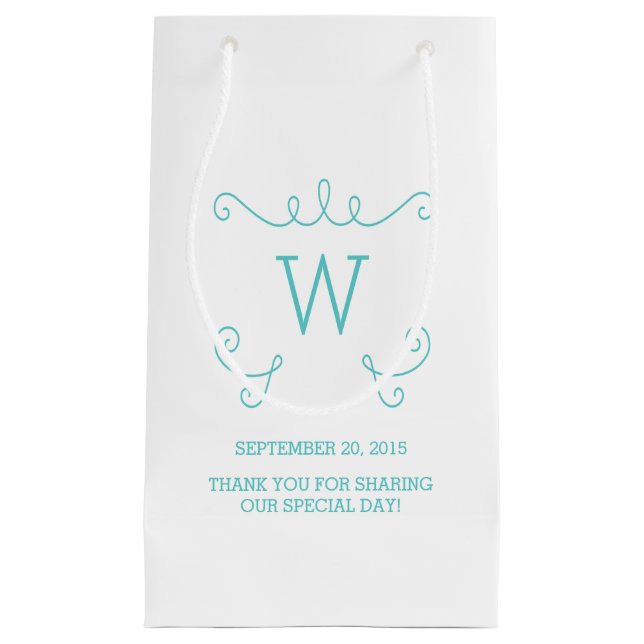 Teal Whimsical Flourish Monogram Gift Bag (Framsidan)