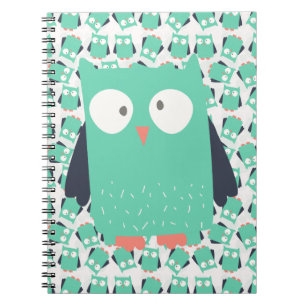 Teal Whimsical Uggla Anteckningsbok