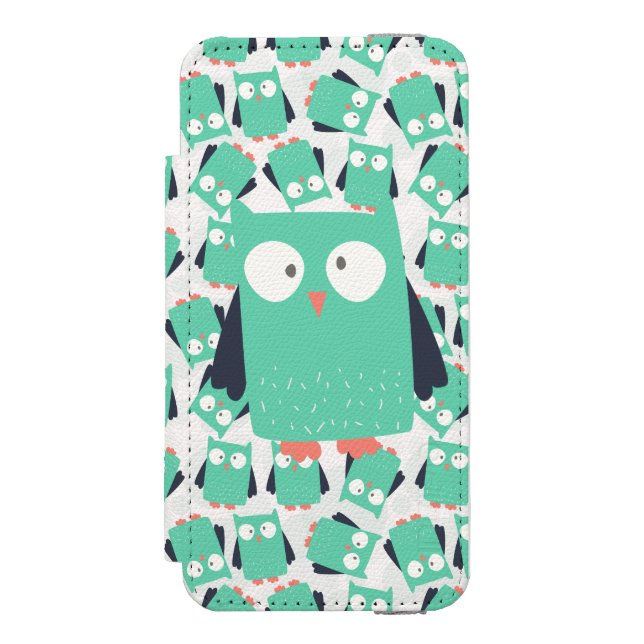 Teal Whimsical Uggla Incipio iPhone Wallet Skal (Folio Framsidan)