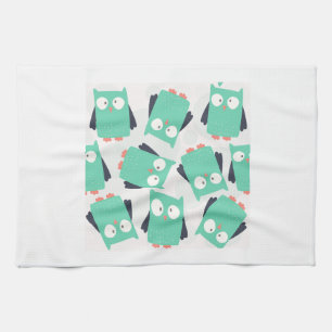 Teal Whimsical Uggla Kökshandduk
