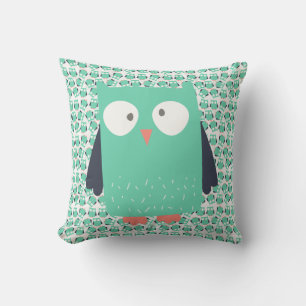 Teal Whimsical Uggla Kudde