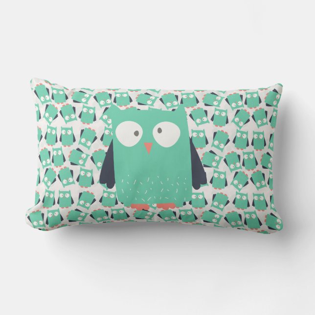 Teal Whimsical Uggla Lumbarkudde (Framsida)