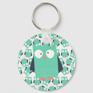 Teal Whimsical Uggla Nyckelring