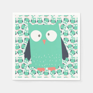 Teal Whimsical Uggla Pappersservett