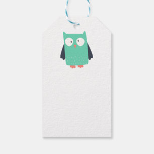 Teal Whimsical Uggla Presentetikett