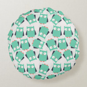 Teal Whimsical Uggla Rund Kudde