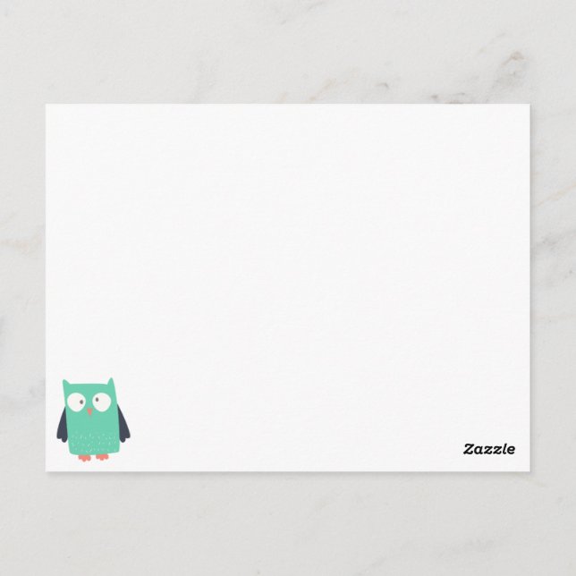 Teal Whimsical Uggla Vykort (Baksida)