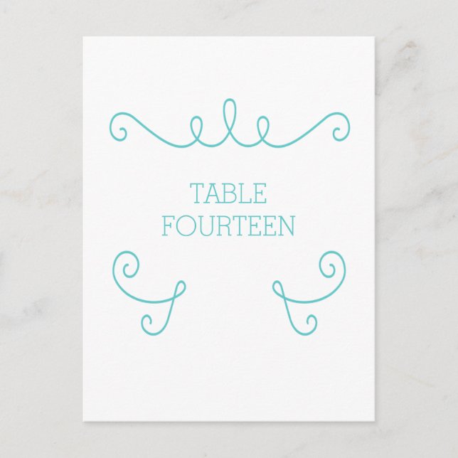 Teal Whimsious Flourish Bordsnummer Postcard (Framsida)