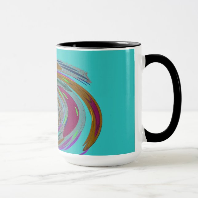 Teal Whirlwind Design Monogram Mugg (Höger)