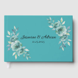 Teal Whisper Blooms Bröllop Gästböcker