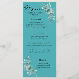 Teal Whisper Blooms Bröllop Meny