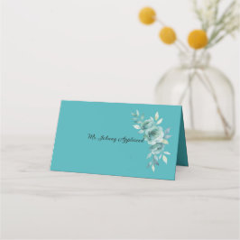 Teal Whisper Blooms Bröllop Placeringskort