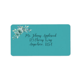 Teal Whisper Blooms Bröllopsadress Adressetikett