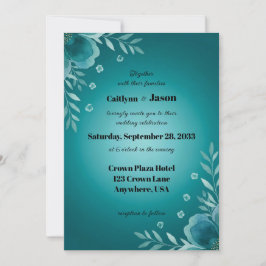 Teal Whisper Blooms Wedding Inbjudningar
