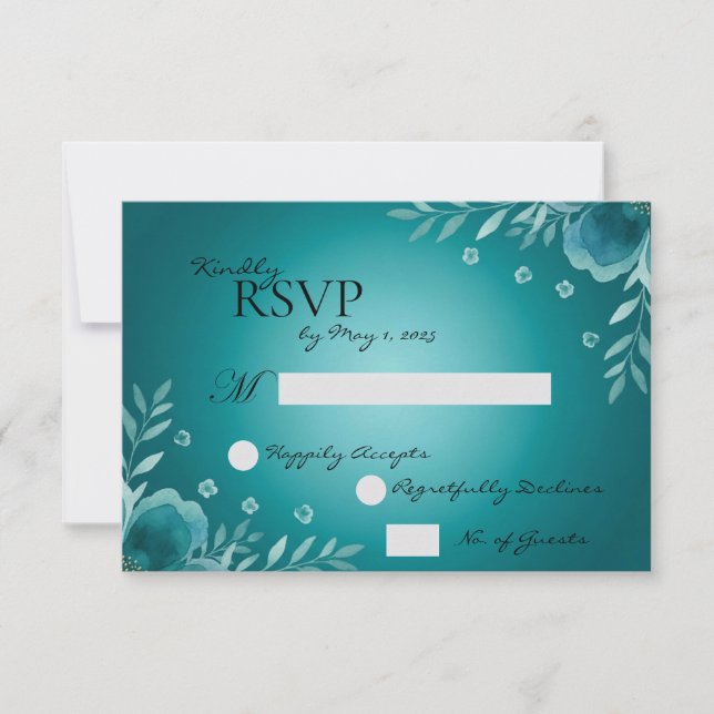 Teal Whisper Blooms Wedding OSA Kort (Framsida)