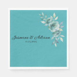 Teal Whisper Blooms Wedding Pappersservett