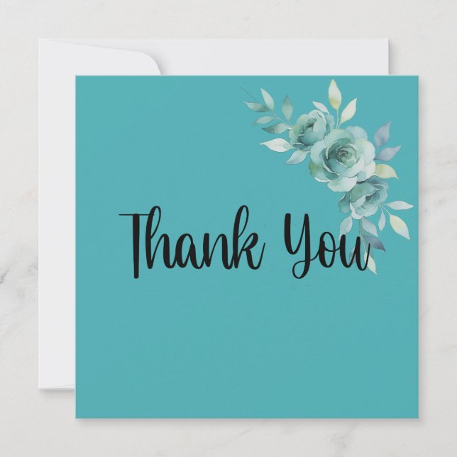 Teal Whisper Blooms Wedding Tack Kort (Framsida)