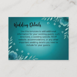Teal Whisper Blooms Wedding Tilläggskort