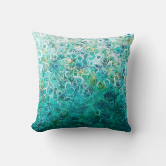 Teal White Abstrakt Circles Painting Pillow Kudde