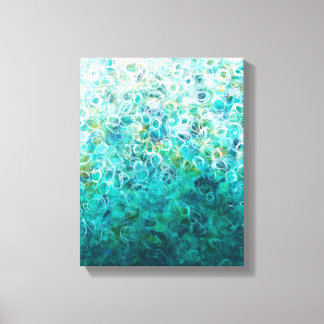Teal White Abstrakt Ombre Painting 11x14 Canvas