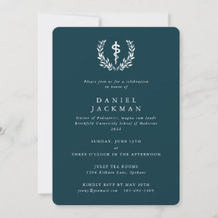 Teal/White Asclepius Medical School Studenten Inbjudningar