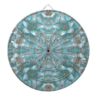 Teal White Blommigt Dartboard Darttavla