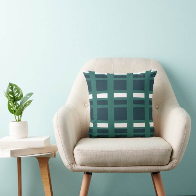 Teal White Blue Checkerss Play Mönster Kudde (Stol)