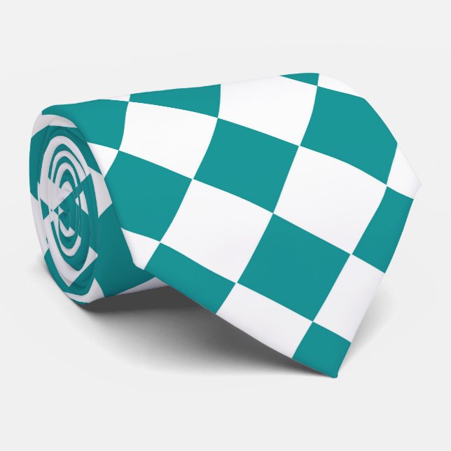 Teal White Checker Diamond Mönster Slips (Rullad)