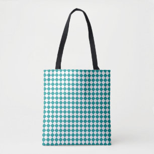 Teal White Checker Diamond Mönster Tygkasse