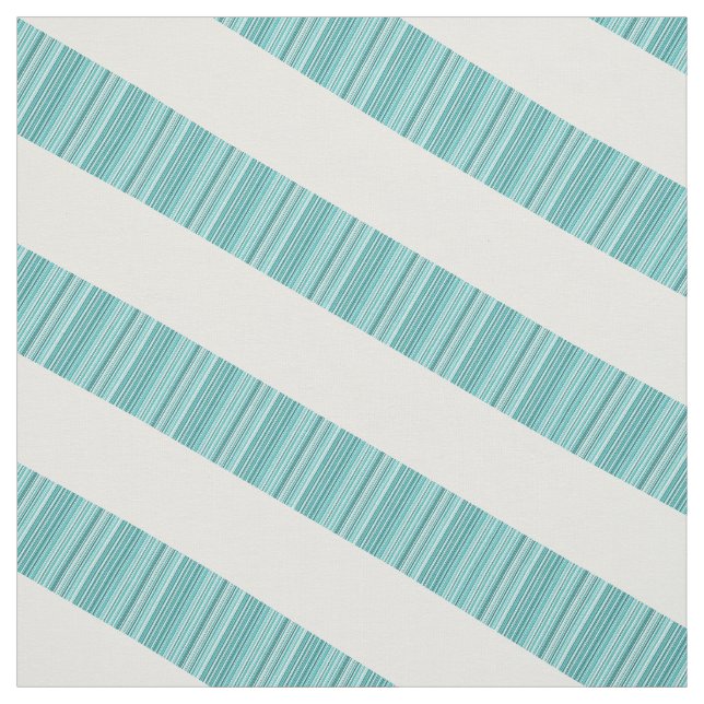 Teal White Diagonal Modern Rand Fabric Tyg (Provkarta)