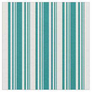 Teal & White Färgad Linjer/Rand Mönster Tyg