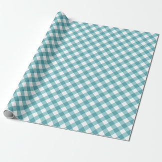 Teal White Gingham Play Mönster Presentpapper