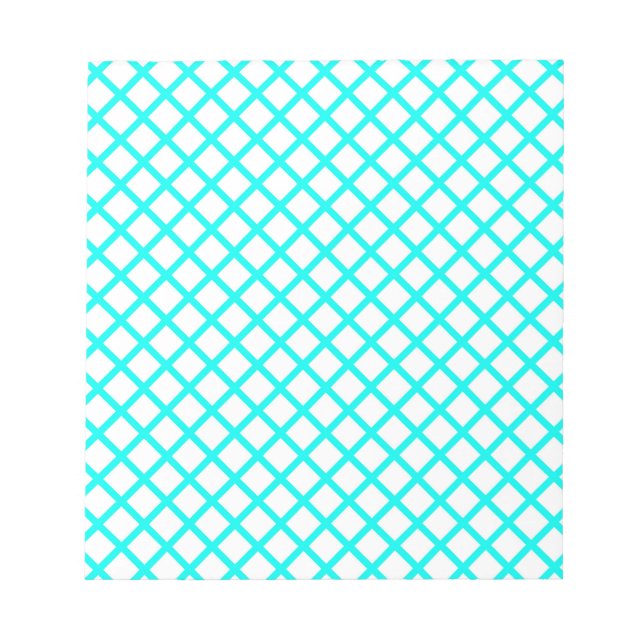 Teal White Harlequin Diamond Stripes Pattern Anteckningsblock (Framsida)