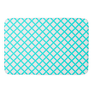 Teal White Harlequin Diamond Stripes Pattern Badrumsmatta
