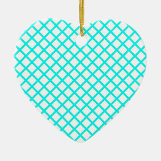 Teal White Harlequin Diamond Stripes Pattern Julgransprydnad Keramik