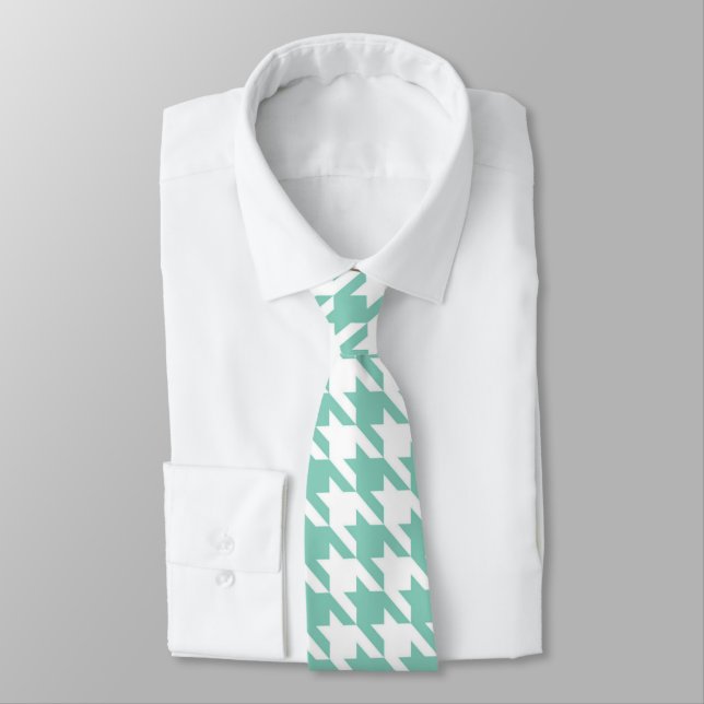 Teal & White Houndstooth Necktie Slips (Bunden)