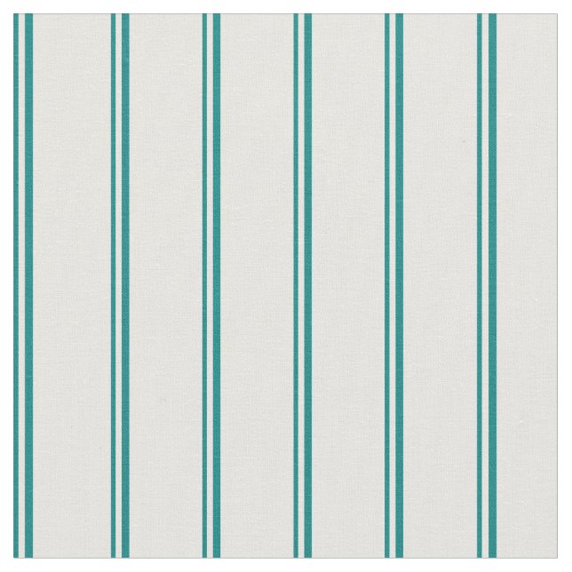 Teal & White Linjer Tyg (Närbild)