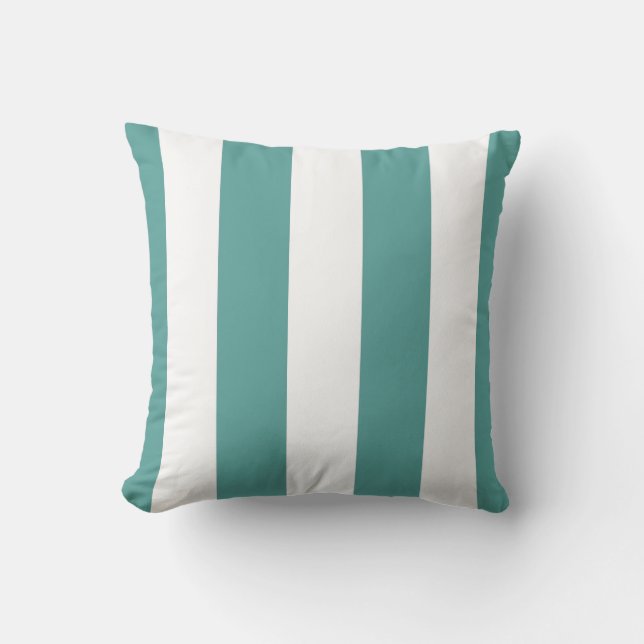 Teal & White Lodrät Rand Utomhus Dekorativ kudde (Framsida)