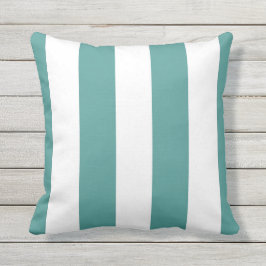 Teal & White Lodrät Rand Utomhus Dekorativ kudde